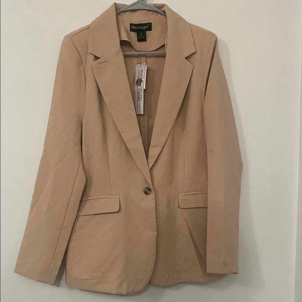 Like an Angel Tan Blazer Tailored Fit Notched Lapels